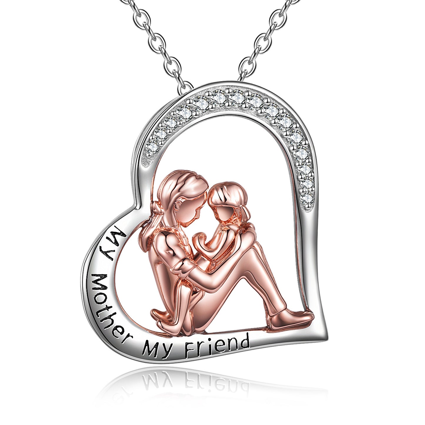 Mother Daughter Heart Necklace – Sterling Silver
