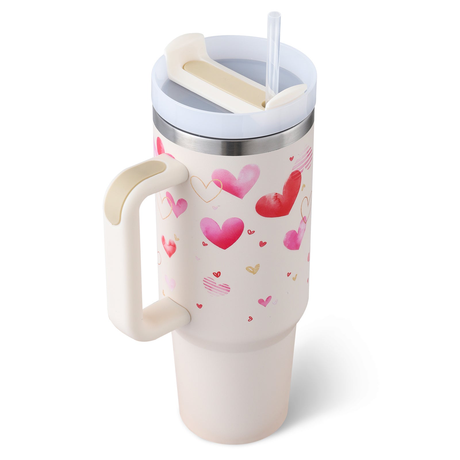 40oz Spill-Proof Tumbler with Handle & Straw – Stainless Steel Insulated Mug for Hot & Cold Drinks