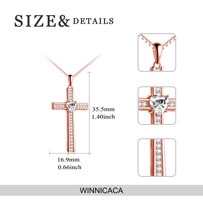 Birthstone Cross Necklace – Rose Gold Elegance