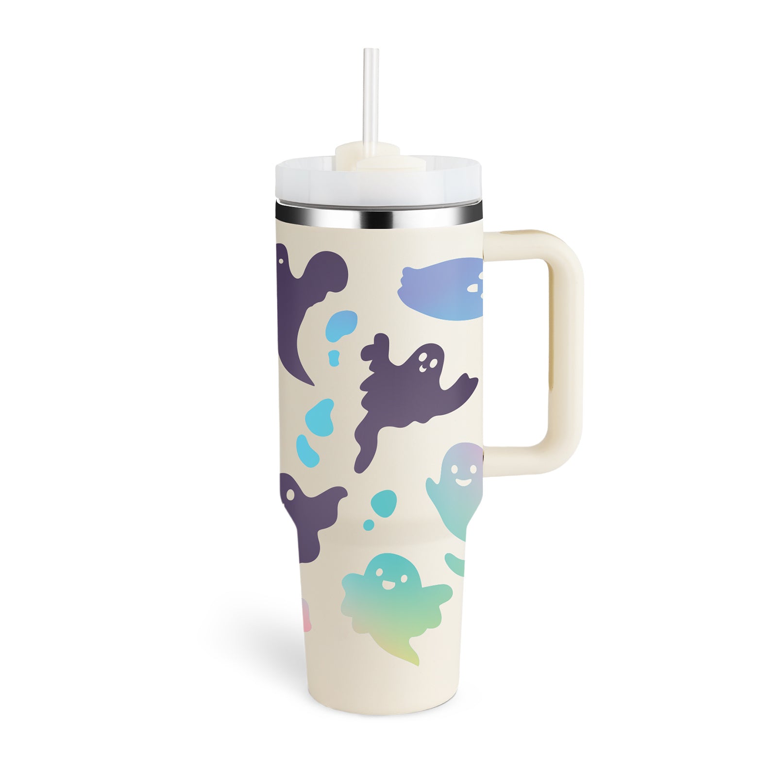 40oz Spill-Proof Tumbler with Handle & Straw – Stainless Steel Insulated Mug for Hot & Cold Drinks