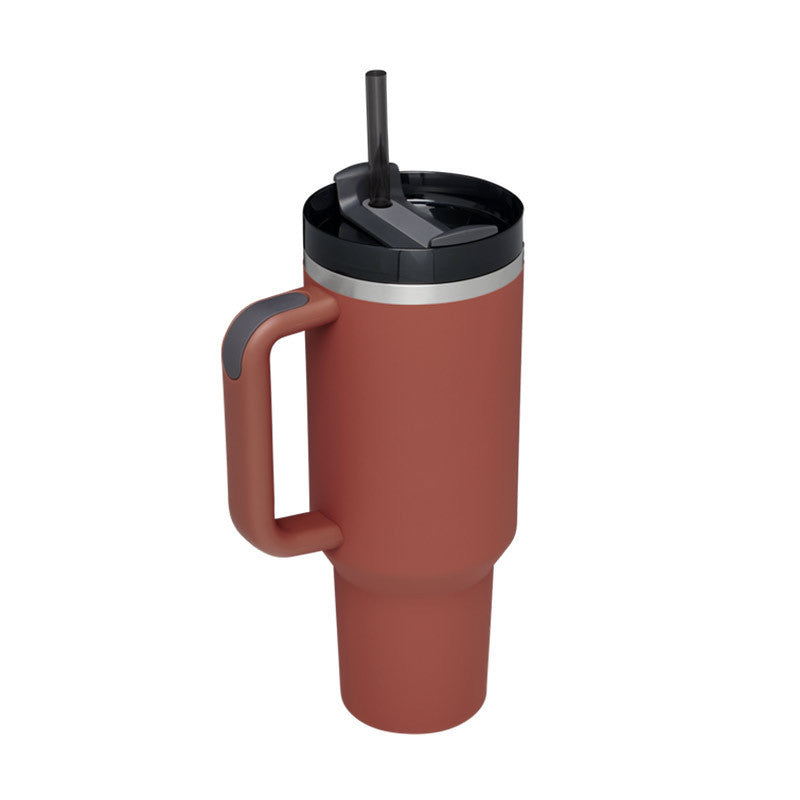 40oz Spill-Proof Tumbler with Handle & Straw – Stainless Steel Insulated Mug for Hot & Cold Drinks