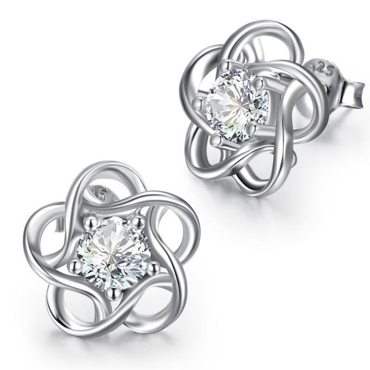 Rose Flower Studs – Sterling Silver Sparkle