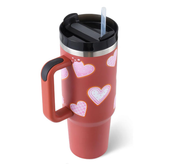40oz Spill-Proof Tumbler with Handle & Straw – Stainless Steel Insulated Mug for Hot & Cold Drinks