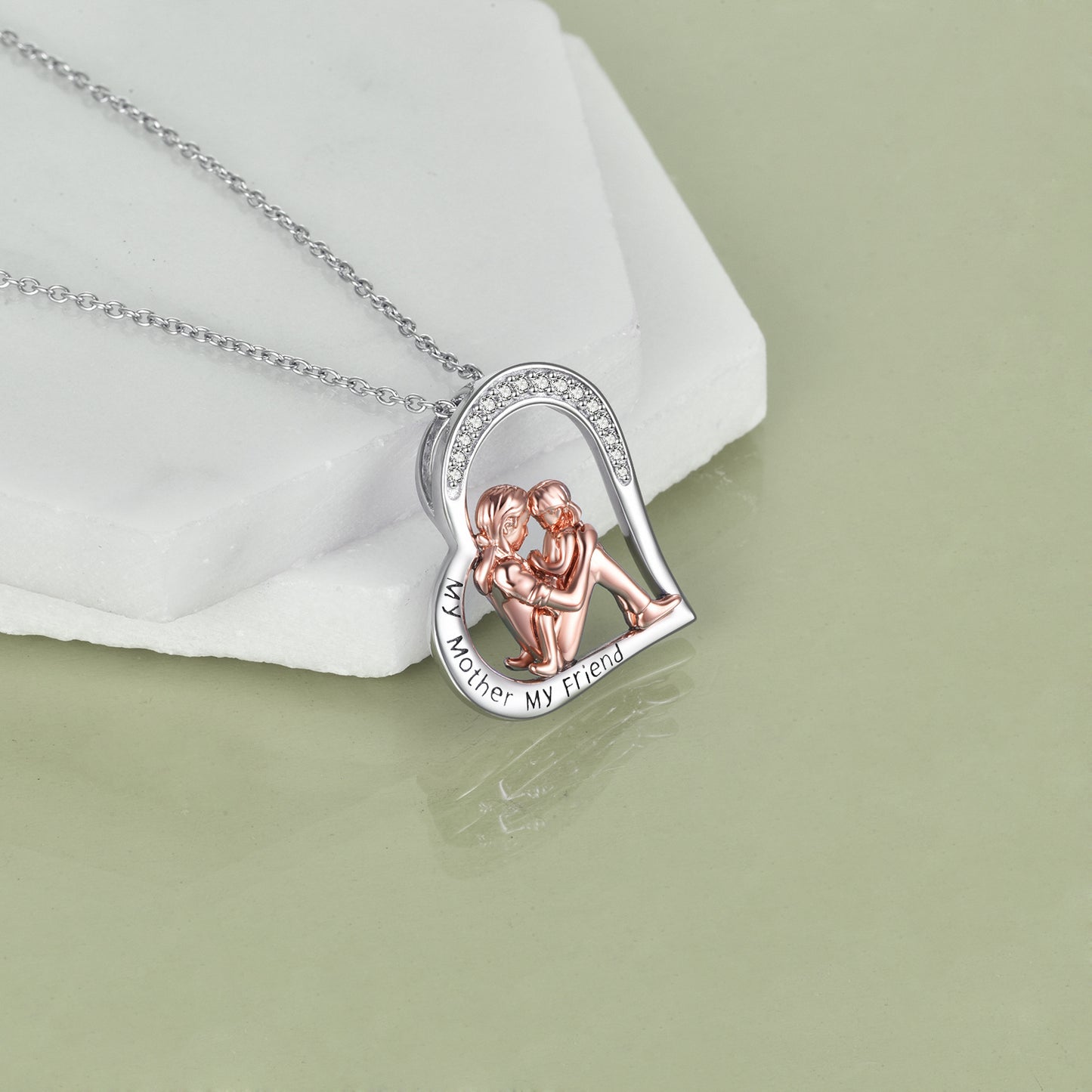 Mother Daughter Heart Necklace – Sterling Silver