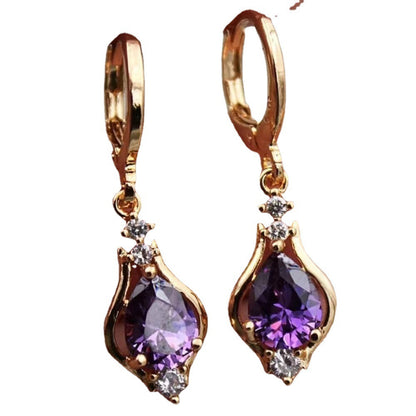 Purple Zircon Drop Earrings – Elegant All-Match Sparkle