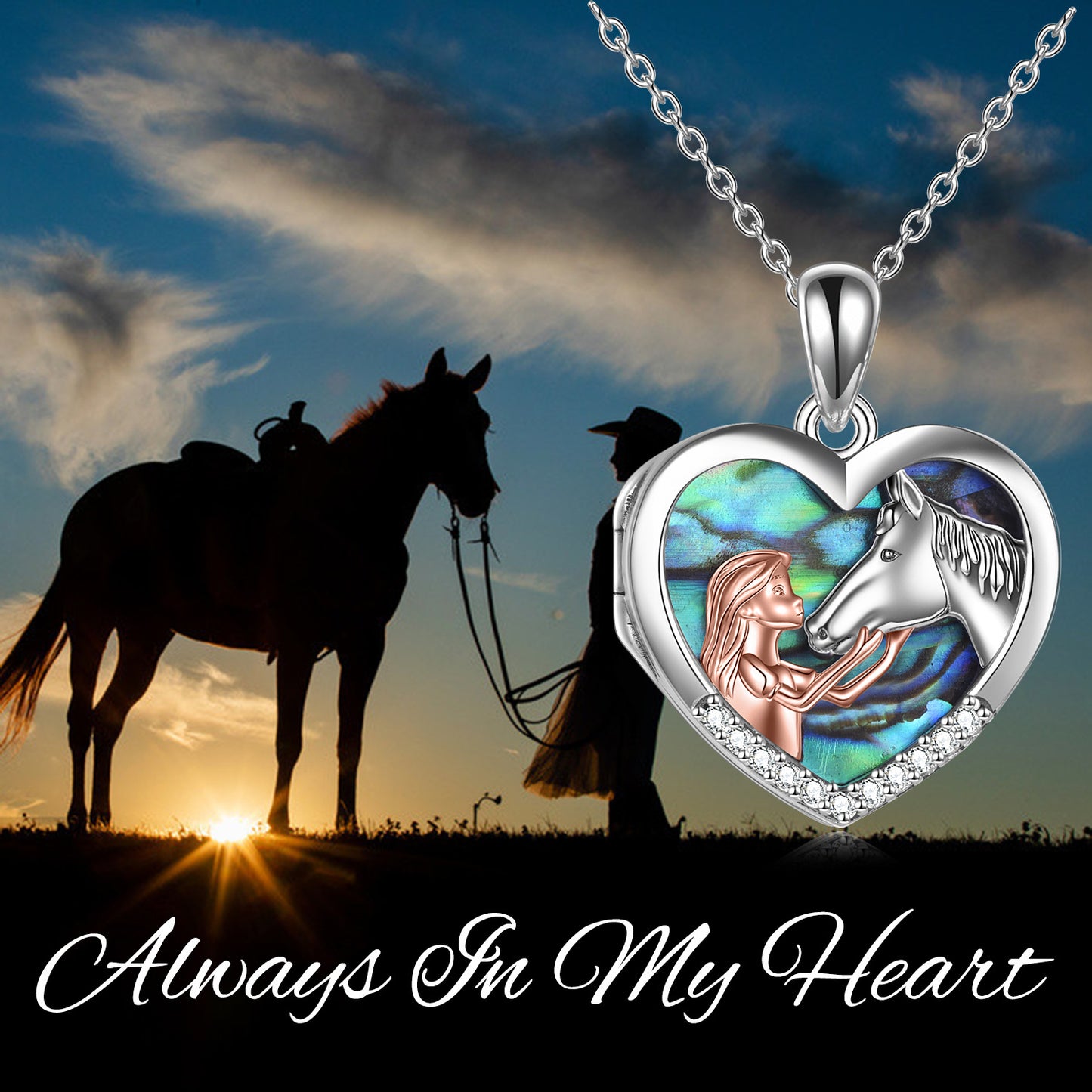 Horse Heart Pendant – Sterling Silver Elegance