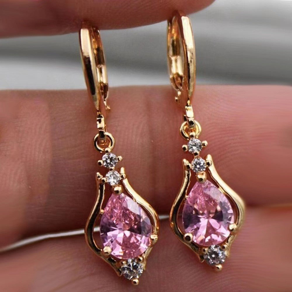 Purple Zircon Drop Earrings – Elegant All-Match Sparkle