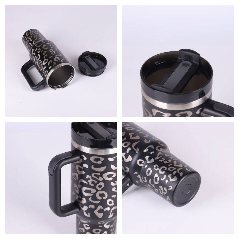 40oz Spill-Proof Tumbler with Handle & Straw – Stainless Steel Insulated Mug for Hot & Cold Drinks