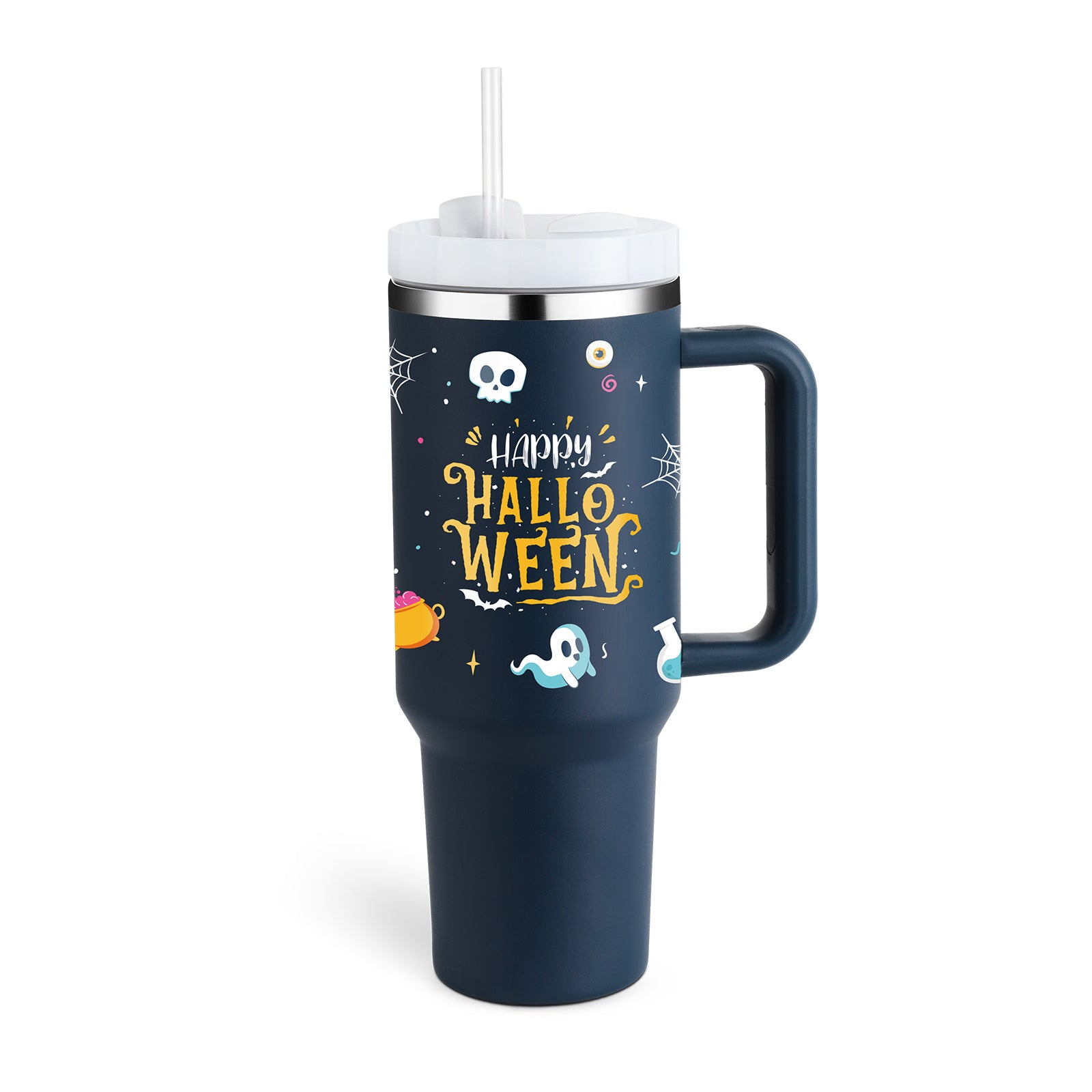 40oz Spill-Proof Tumbler with Handle & Straw – Stainless Steel Insulated Mug for Hot & Cold Drinks