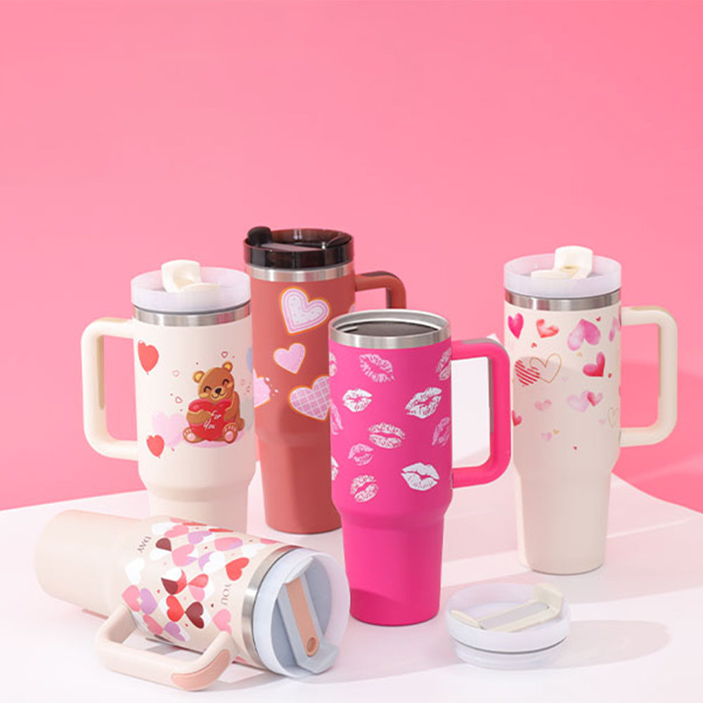 40oz Spill-Proof Tumbler with Handle & Straw – Stainless Steel Insulated Mug for Hot & Cold Drinks