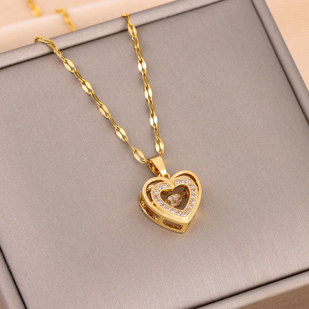 Double-Layer Heart Necklace – Titanium Love Sparkle