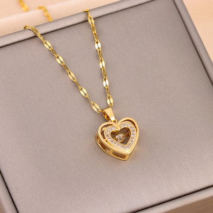 Double-Layer Heart Necklace – Titanium Love Sparkle