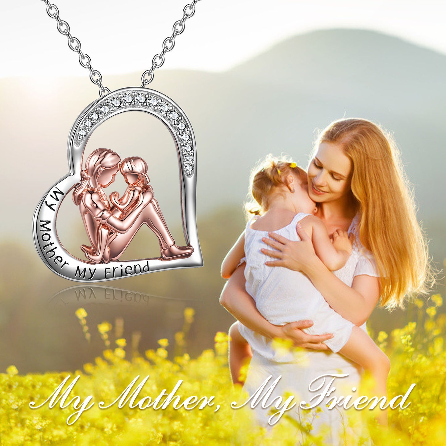 Mother Daughter Heart Necklace – Sterling Silver