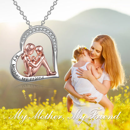 Mother Daughter Heart Necklace – Sterling Silver
