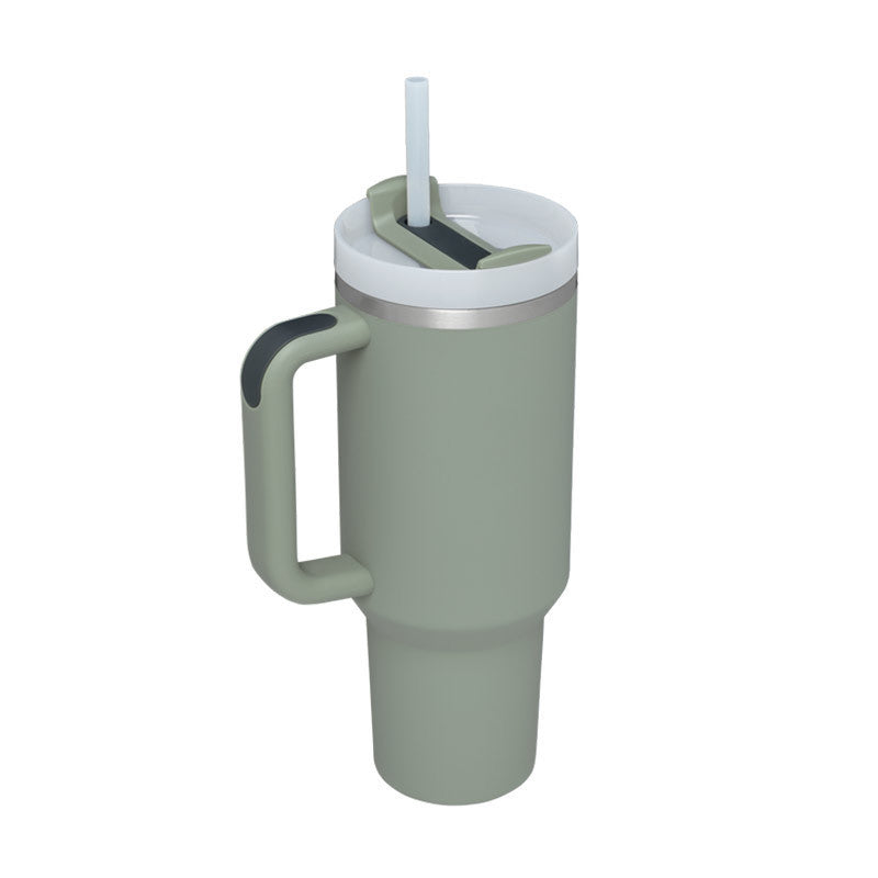 40oz Spill-Proof Tumbler with Handle & Straw – Stainless Steel Insulated Mug for Hot & Cold Drinks